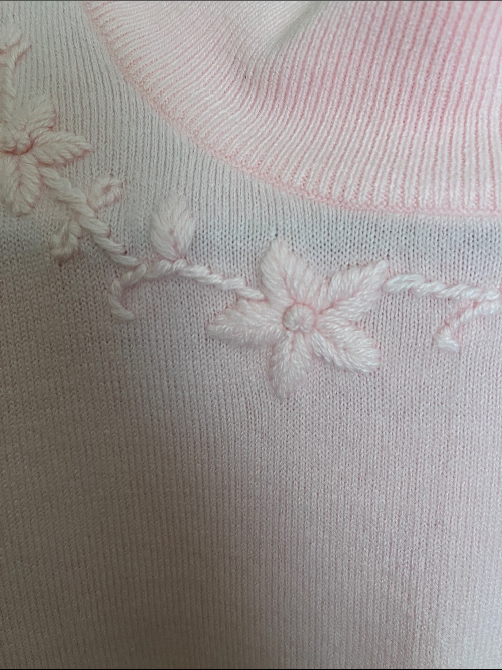 Rare Editions Pale Pink Mock Neck Sweater with Floral Embroidery